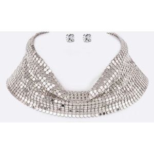 Chain Mill Choker Set in Silver